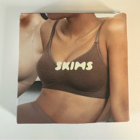 Skims Seamless Sculpt Stretch Wide Strap Bralette Bra Mica Brown XXS/XS NEW - Picture 3 of 11